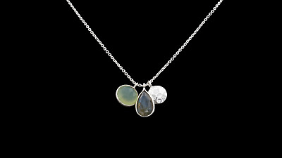 #ad Prehnite Chalcedony and Labradorite Silver Necklace $40.00