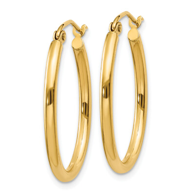 #ad 14K Yellow Gold Oval Hoop Earrings $252.00