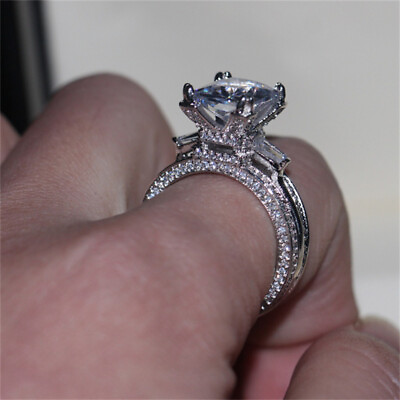 #ad Elegant Sprkly Cubic Zircon Ring Women 925 Silver Wedding Jewelry Sz 6 10 C $5.03