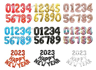 #ad 16 inch Happy New Year 2023 Foil Balloon Decoration Letter Number balloons Eve $16.95