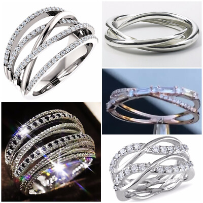 #ad Circle Women Luxury 925 Silver Filled Cubic Zircon Anniversary Jewelry Sz 6 10 $3.05