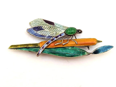#ad Vintage Dragonfly Pin in Enamel 1960#x27;s Vintage Jewelry $225.00