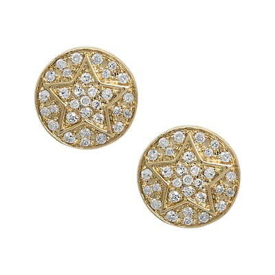 #ad Round Cluster Star Diamond Stud Earrings 0.16ct Real 10K Yellow Gold $384.99