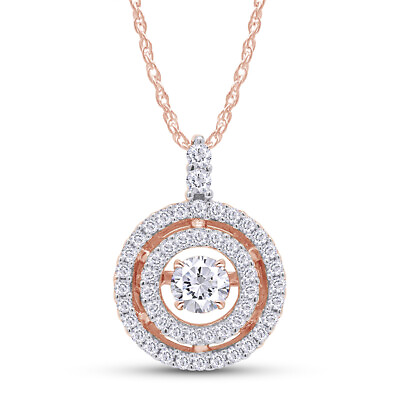 #ad Moissanite Floating Diamond Circle Necklaces 18K RG Plated Silver Chain Pendant $169.10