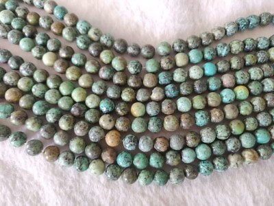 #ad African Turquoise Round African Turquoise 10mm Natural Beads 12quot;inch Strand $49.15
