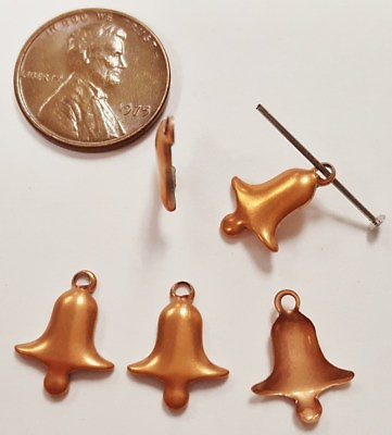 #ad 12 VINTAGE BELL RAISED 14x11mm. COPPER COATED STEEL FINDING BEAD CHARMS N42 $1.49
