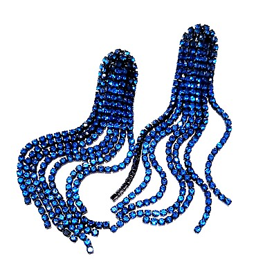 #ad #ad Chandelier Drop Dangle Earrings Rhinestone Crystal 3.6 inch Blue Pageant Prom $35.99