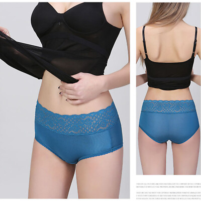 #ad 3 Pairs Mulberry Silk Underwear Women Briefs Lady Panties High Waist Underwear $31.23