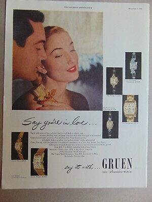 #ad 1948 Love Gift GRUEN the Precision Watch art print ad $6.00