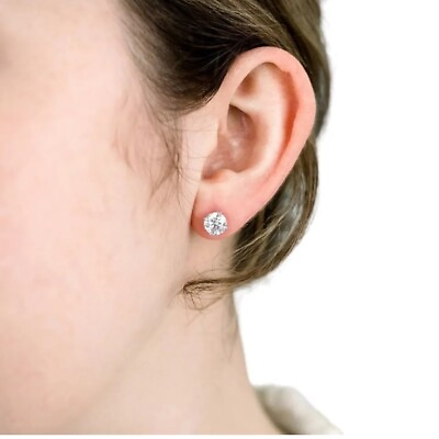 #ad 2 Ct Round Cut VS1 IGI Certified Lab Grown Diamond Stud Earrings 14k White Gold $1345.00