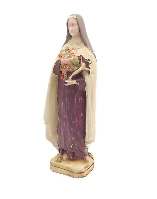 #ad Antique VINTAGE St. Therese of Lisieux 7quot; Statue France Flower CARMELITE NUNS $70.67