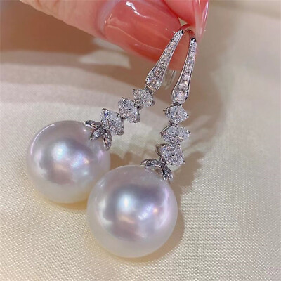 #ad Fashion 925 Silver Filled Earring Women Pearl Wedding Engagement Jewelry Gift C $3.91