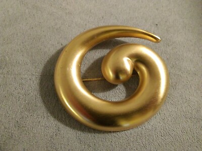 #ad Vintage MONET Statement Gold Spiral Brooch Matte Finish MINT Signed $9.99