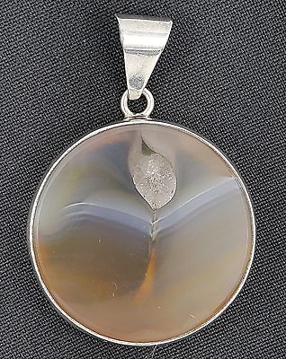 #ad AMAZING FLOWER SILHOUETTE AGATE STERLING SILVER PENDANT 2.25quot; $125.00