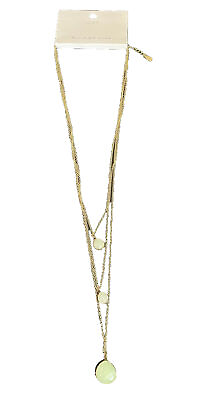 #ad New LOFT Jewelry Gold Tone Layered Necklace With Green Crystal Pendants $28.00