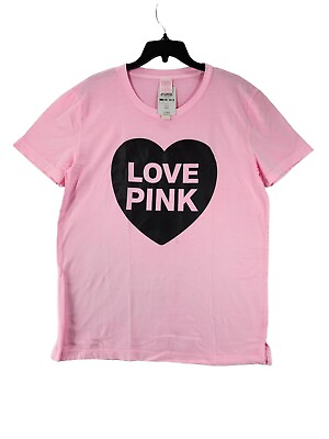#ad NEW Victorias Secret PINK Originals Campus Tee M Relaxed Logo Heart LOVE PINK $27.79