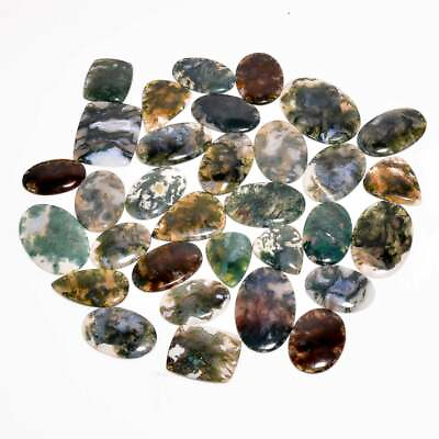 #ad #ad Natural Moss Agate Cabochon Lots. Assorted Gemstone Cabochon Lot Loose Gemstone $40.19