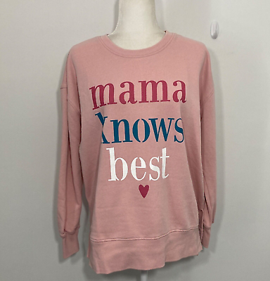 #ad Jadelynn Brooke Womens Sweatshirt Top Small Pink Mama Knows Best Long Sleeve $14.99