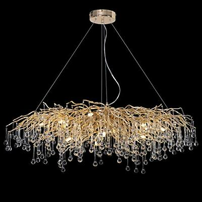 #ad Luxury Gold Rectangle Chandelier Crystal Pendant Lighting For Dining Room 45quot; $999.00