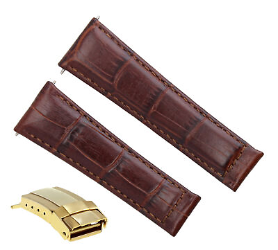 #ad LEATHER STRAP FOR ROLEX DAYTONA 16518 116519 WATCH L BROWN REGULAR GOLD CLASP $39.95