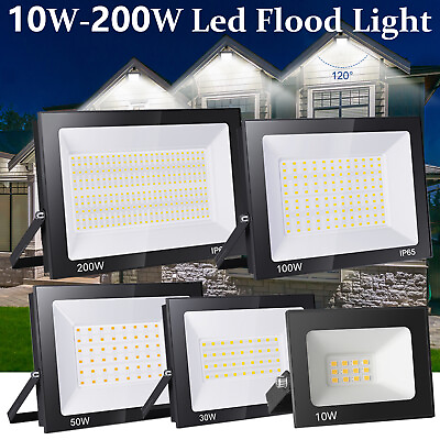 #ad 10W 200W LED Flood Light Outdoor Security Yard Street Light Spotlight Lamp 110V $10.99