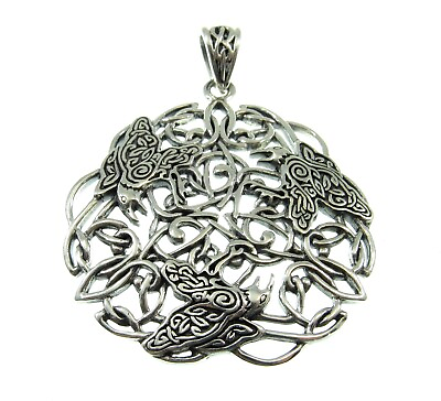 #ad Solid 925 Sterling Silver Brigid Ashwood Celtic Raven Pendant by Peter Stone $62.21