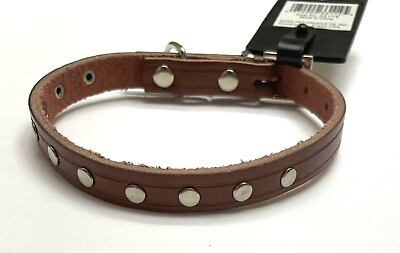 #ad 12quot; x 1 2quot; BROWN Studded Dog Collar Leather Double Extra Strength OBO PDQ Boss $12.99
