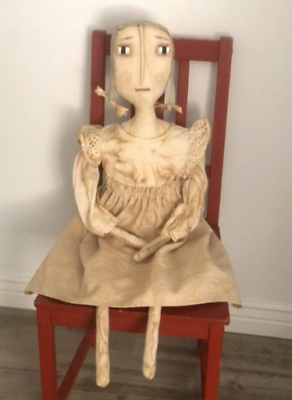 #ad Large Primitive Doll Folk Art Cloth Doll Prairie Doll $125.00