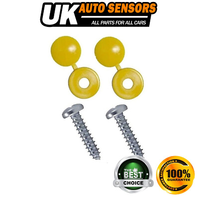 #ad 2x Number Plate Self Tapping Screws With Yellow Hinged Caps GBP 0.99