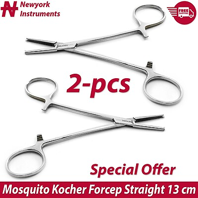 #ad X2 Mosquito Kocher Straight Forceps 13 cm Teeth 1x2 Hemostatic Surgical Tools $9.99