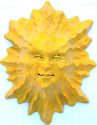 #ad Yellow Handmade Sun Face Wall Sculpture 8quot; Collectible Mini art by Claybraven $58.00
