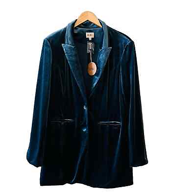 #ad Bibi Velvet Soft Overaized Blazer Jacket Size XL NWT Teal $64.99