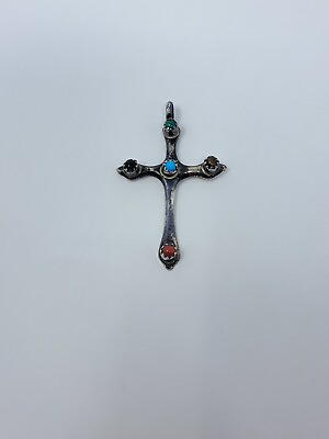#ad Vintage Navajo Sterling Cross Lenora Begay Used Condition FAST SHIPPING $52.24