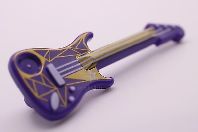 #ad Lego Dark Purple Utensil Guitar Electric White Strings Star Geometric Pattern $1.25