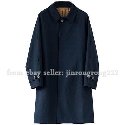 #ad Balmacon Trench Men#x27;s Slim Mid Length British Vintage Wool Coat $188.52