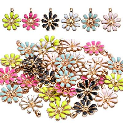 #ad Enamel Charms30pcs Enamel Flower Charms Alloy Daisy Flower Charms Jewellery ... $16.65