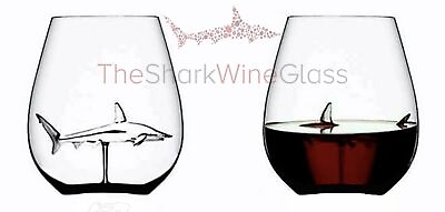 #ad The 3D Stemless Shark Wine Glass™ Crystal Lead free Ships Today Featured On De $54.95