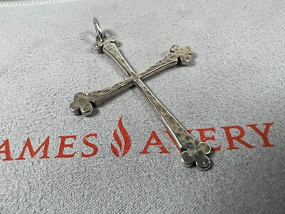 #ad RETIRED James Avery Large Hammered Botonnee Sterling Cross Pendant 2 3 8quot; Long $199.95