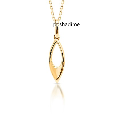 #ad Ladies Solid 10K Yellow Gold Loop Shape Pendant Necklace 18quot; Chain $289.26