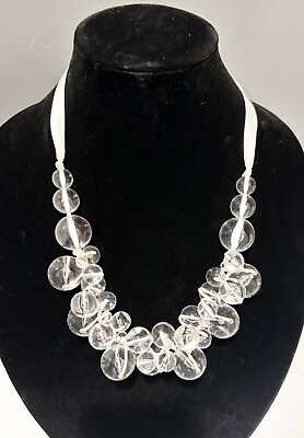 #ad Chunky Clear Acrylic Beads Statement Necklace Fashion Costume Jewelry $8.00