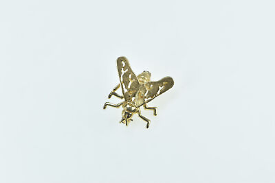 #ad 14K 3D House Fly Vintage Stylized Bug Inset Charm Pendant Yellow Gold *55 $215.95