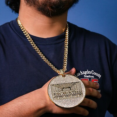 #ad Hip Hop 14k Gold Plated Huge Last Supper Pendant Cubic Zirconia 24quot; Cuban Chain $39.99