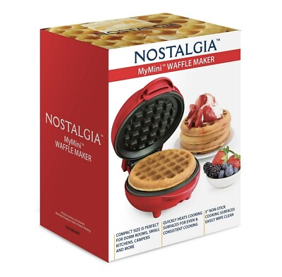 #ad Nostalgia MyMini Waffle Maker 5quot; Non Stick Cooking Surface. NEW Factory Sealed $9.49