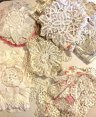 #ad Huge Lot 42 Vintage Most Handmade Crochet Doilies Large Small White amp; Colors $34.95