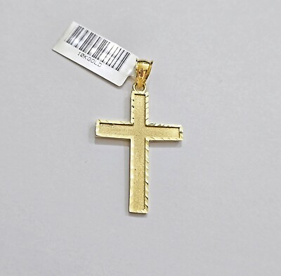 #ad Real 10k Yellow Gold Cross Charm Pendant Men Women 1.75 Inch For Chain $169.49