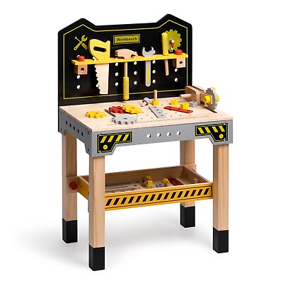 #ad Montessori Kids Wooden Workbench Work Bench Construction Tool Set Toy Xmas Gift $59.99