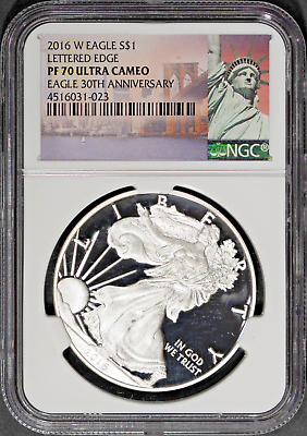 #ad 2016 W $1 Silver American Eagle Bullion Coin Proof 70 NGC # 4516031 023 Bonus $149.95