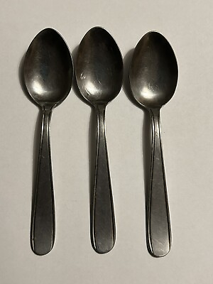 #ad SET 3 TEA SPOONS Vintage STABRITE stainless EDGED pattern Holland LOVELY SILVER $15.37