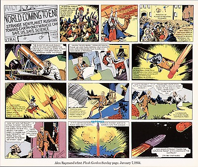 #ad ALEX RAYMOND FLASH GORDON 1ST SUNDAY PAGE 1934 ART PRINT LITHOGRAPH 1974? $124.99