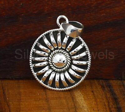 #ad 925 Sterling Silver Pendant Round Pendant Handmade Design Pendent for her $40.00